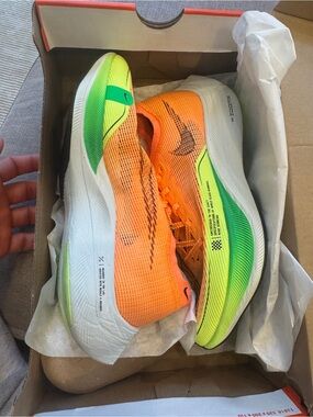 Nike Women’s Orange & Neon Green Flyknit ZoomX Running Shoes